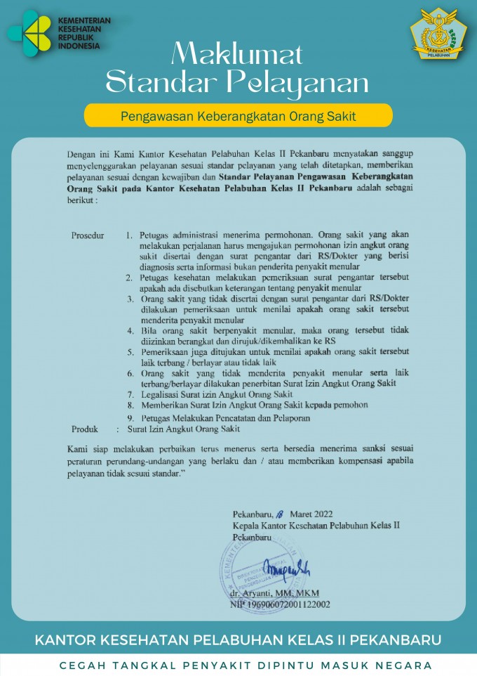 Pengawasan  Keberangkatan Orang Sakit