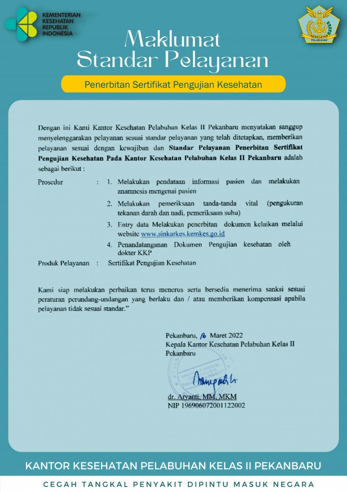 Penerbitan  Sertifikat Pengujian Kesehatan