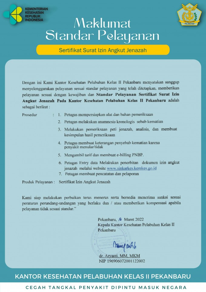 Penerbitan  Sertifikat Izin Angkut Jenazah