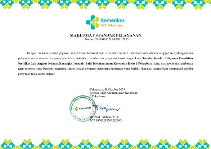 Penerbitan sertifikat Izin Angkut Jenazah