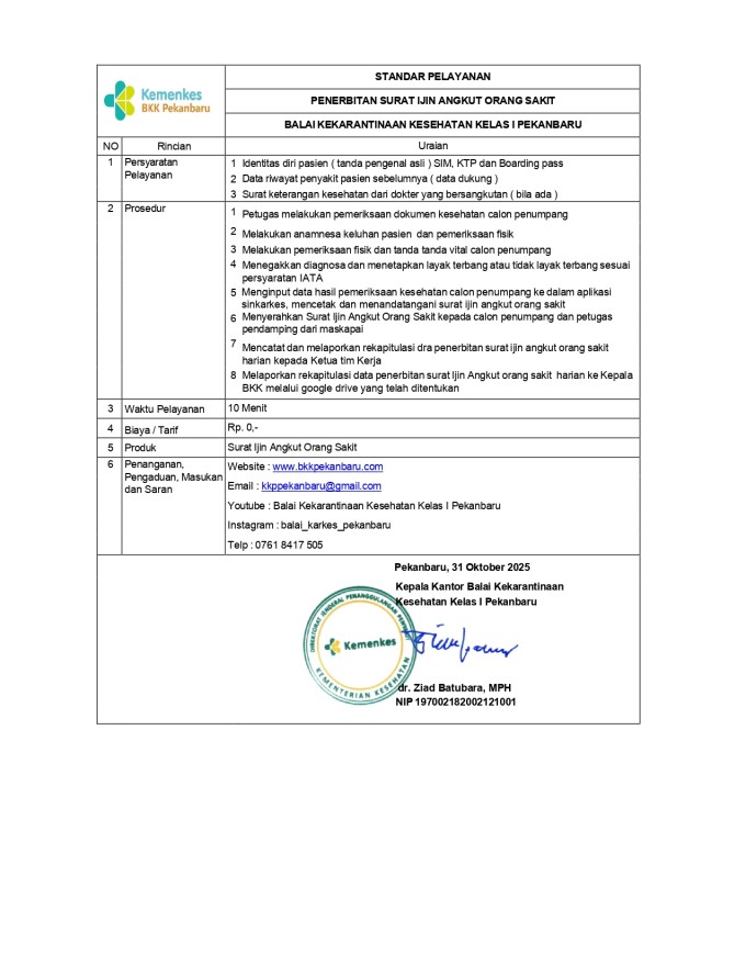 Penerbitan Surat Izin Angkut Orang Sakit