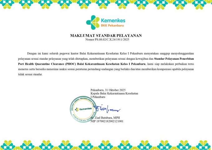 Penerbitan Port Health Quarantine Clearance