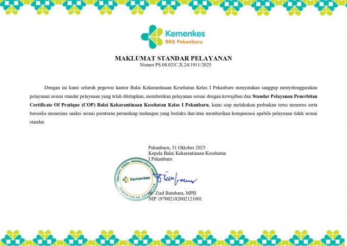 Certificate Of Pratique (COP)