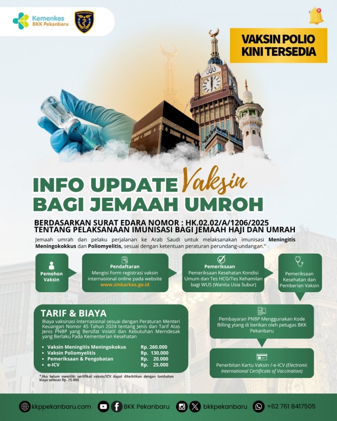 Vaksin Polio Kini Tersedia di BKK Pekanbaru!