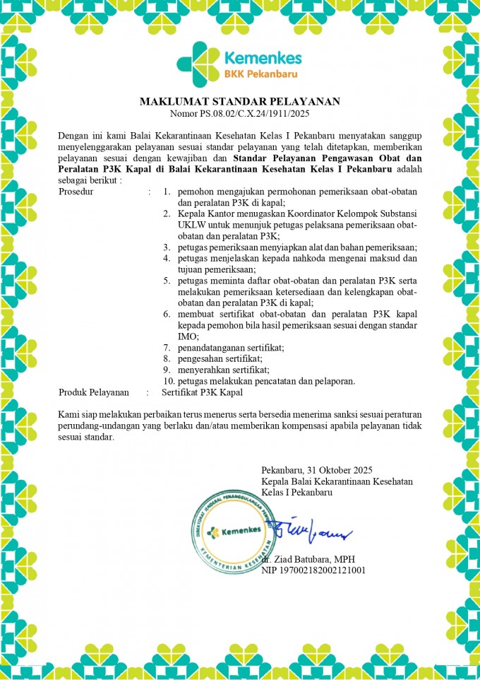 Sertifikat P3K Kapal