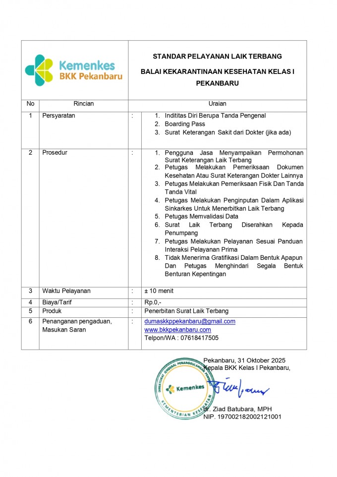Pemeriksaan Kesehatan Bagi Penumpang Laik Terbang